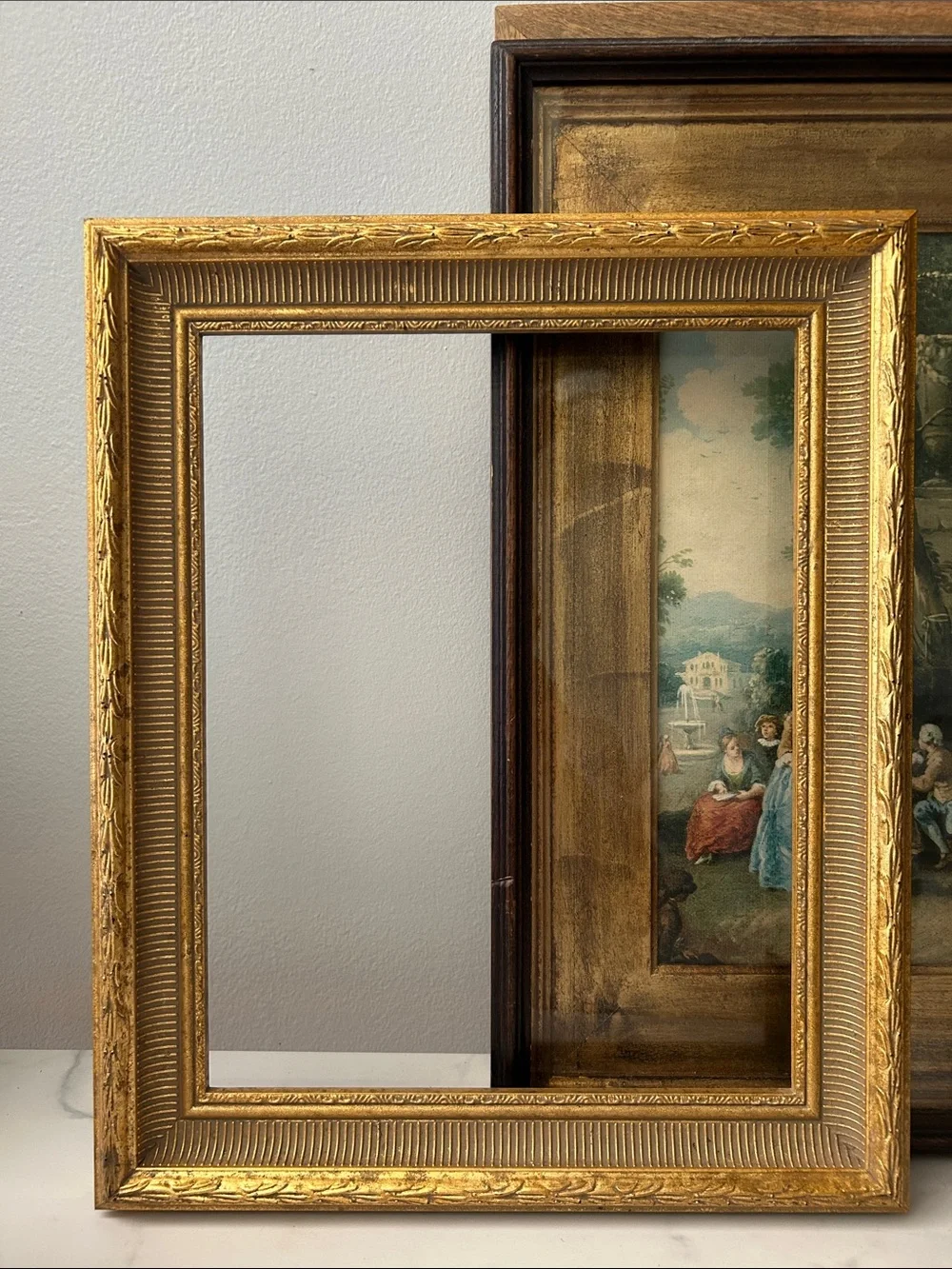 Vintage Gold Ornate wood  Frame 17 x 14, 11 x 14 inches approximately
